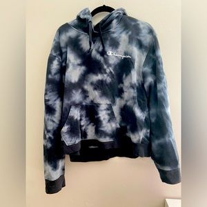 Black tie dye champion hoodie XL